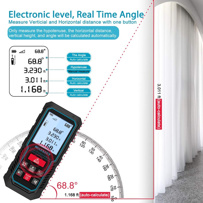 MiLESEEY Laser Measure, 229ft 70 M/in/Ft Digital Distance Meter, Laser