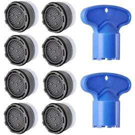 8PCS Faucet Aerator, 16.5mm Water-Saving Flow Limiter Set for Bathroom or Kitchen Replacement Parts, With 2PCS Wrench Disassembly Tool (1.2GPM)