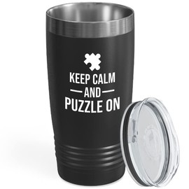 Puzzle Lover Black Edition Viking Tumbler 20oz - Keep Calm And Puzzle On - Puzzling Brainy Game Knowledge Creative Enthusiast Toy Gamer Hobby Play