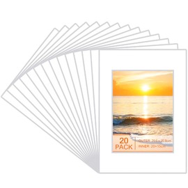 20 Packs White Picture Mounts, A4 Photo Mounts Frame Mounts for 8x6 inch Pictures for Photos, Prints, Paintings, Artworks