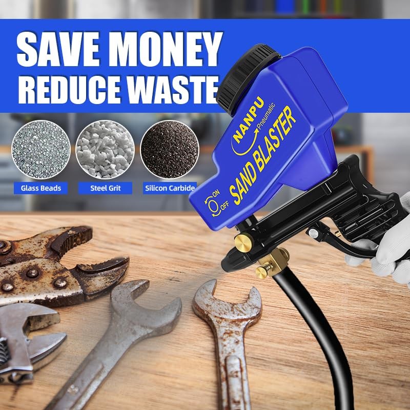 NANPU Light-Duty Air Sandblaster Gun Kit with Siphon & Gravity