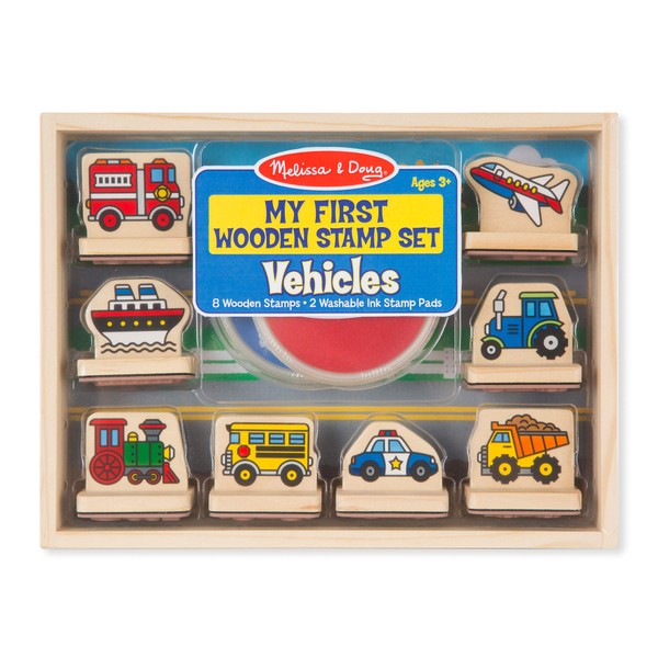 Melissa & Doug First Wooden Stamp Set – Vehicles