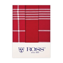 Ross 3 Pack Cotton Tea Towels 1837 Red 50 x 70 cm