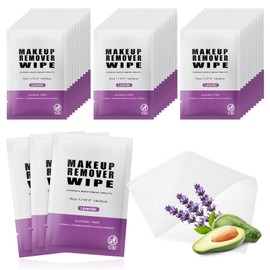 Pack of 100 Makeup Remover Wipes Individually Wrapped,Lavender Scent,Face Cleansing Wipes Bulk, Travel Towelette Makeup Remover Cloth for Face Cleansing Skin Care Remove Makeup