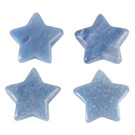 Hslutiee 4Pcs Mini Flat Five Pointed Star Loose Stones for Jewelry Making Crafts, Healing Energy Pocket Stone Crystal Crafts 30mm, Blue Aventurine