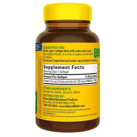Nature Made Vitamin D3 2000 IU (50 mcg), Dietary Supplement for Bone.