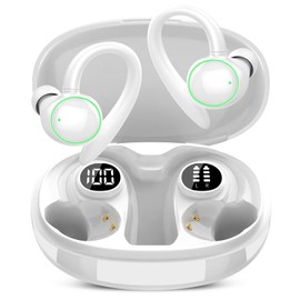 Wireless Earbuds, Bluetooth 5.4 Headphones Sport, Bluetooth Earbuds with Noise Canceling Mic,White