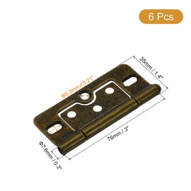 TOP-VIGOR 6Pcs Door Hinges Non-Mortise, 3 Inch No Noise Bifold Butt Cabinet Hinges for Cabinet Furniture Window Wardrobe, Bronze Tone