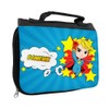 Toiletry Bag with Names Domenik and Super Hero Pattern for