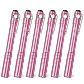 FASTPRO 6-Pack Pen Light, Aluminum LED Penlights with Batteries Included, Pocket Pen Flashlight with Clip for Inspections, Repairs, Camping and Emergencies, Pink