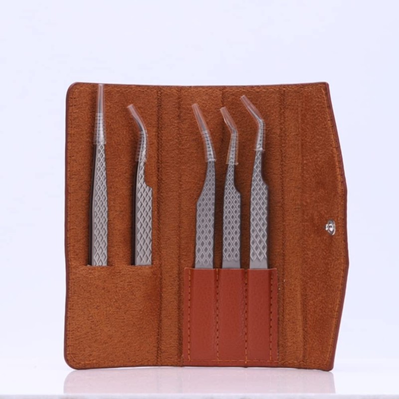 1 Piece PU Leather Empty Tweezers Storage Bag Eyelash Extensions