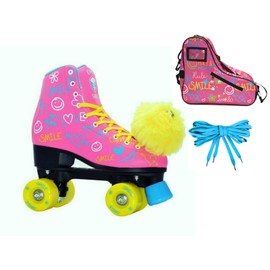 Epic Blush High-Top Indoor Outdoor Quad Roller Skate Limited Edition Bundle (Youth 2)