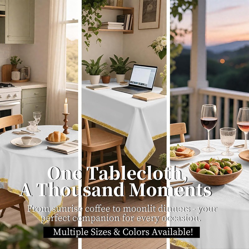 Set of 2 White Square Tablecloths 132 x 132 cm