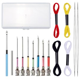 15Pcs Punch Needle Kits,Adjustable Punch Needle Tool Set,Sewing Embroidery Kit with 7 Sizes Needle Heads for Adults Beginner Floss Cross Stitch Needlework DIY Craft