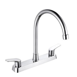 SOLVEX 2 Handle Kitchen Sink Faucet, High Arc 360 Swivel Stainless Steel Pipe 3 Hole Kitchen Faucet, Commercial Modern Chrome Kitchen Sink Faucet, US-SP-80066