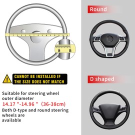 Couslcd Car Steering Wheel Cover, Cute Steering Wheel Protector with Kitty Cat Ears,Fluffy Soft Plush for Winter Warm, Universal Fit 15 inches for Car,SUV, Elastic & Anti-Slip (White/Purple)