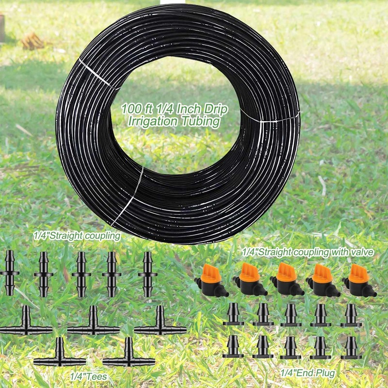 1/4" Irrigation Dripline Tubing 6 Inch Emitter Spacing 100 Ft