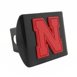 University of Nebraska Red on Black Metal Hitch Cover