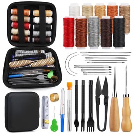 Leather Sewing Tools and Accessories, Leather Craft Making Nitlak Leather Sewing Kit, Leather Upholstery Repair Kit, Leather Sewing Tools with Waxed Thread, Leather Sewing Kit for DIY Leather Craft