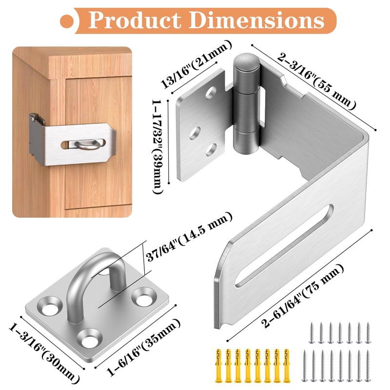 Mixizigoz 90 Degree Hasp Lock Latch, Right Angle Safe Padlock