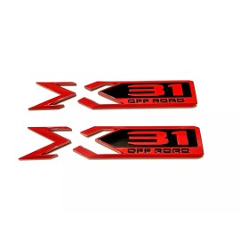 GM-Part 2Pc Gloss Red Black For 2019-2023 GMC Sierra X31 OFF ROAD Bed Emblem 84682662