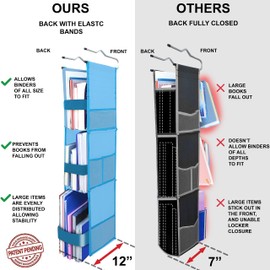 ABRA® 3 Shelf Hanging Locker Organizer for School, Gym, Work, Storage | Deep Shelves 6.5”x 9”| Eco-Friendly Fabric Healthy for Children | Adjustable School Locker Shelf from 3 to 2 Shelves (Sky Blue)