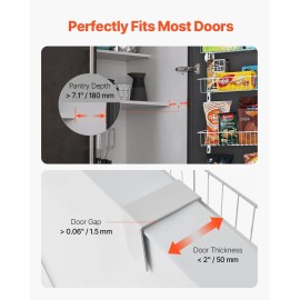 Adjustable 6-Tier Over the Door Pantry Organizer Hanging Storage Rack for KitchenNumber of Layers: 6, color: White Color