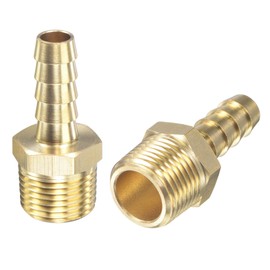 sourcing map Brass Hose Barb Fitting Straight 5/16 Inch x NPT 3/8 Male Thread Pipe Connector for Water Air Fuel Tube 2pcs