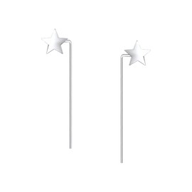1" Inch Sterling Silver Star Threader Earrings, Long Dangle Drop Studs, 1 Inch, Sterling Silver, No Gemstone