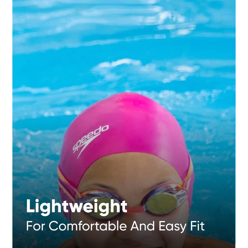 Speedo Kid's Long Hair Swimming Cap, Black/Acid Green, One Size