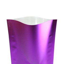 QQ Studio Clear Open Top Colored Metallic Mylar Bag (100 Pack) (Purple, Open | 2.8" x 3.9")