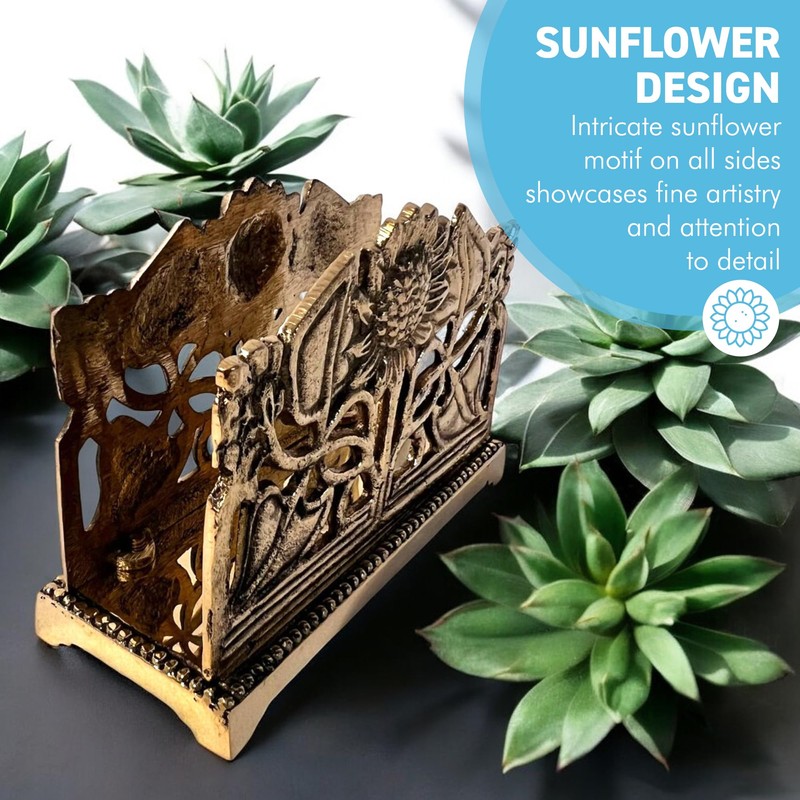 Thorness Art Nouveau Style Polished Brass Sunflower Letter Rack –