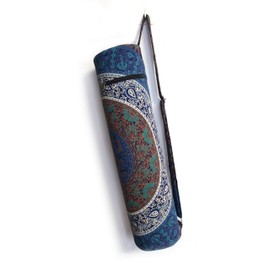 ICC Yoga Mat Bag Carrier - Exercise Yoga Bag for Mat Mens Tote Bag Multi-Functional Storage Bag, Full Zip Cargo Adjustable Strap for Women Hippie Mandala Indian Cotton Bag (Blue 6 kaam)
