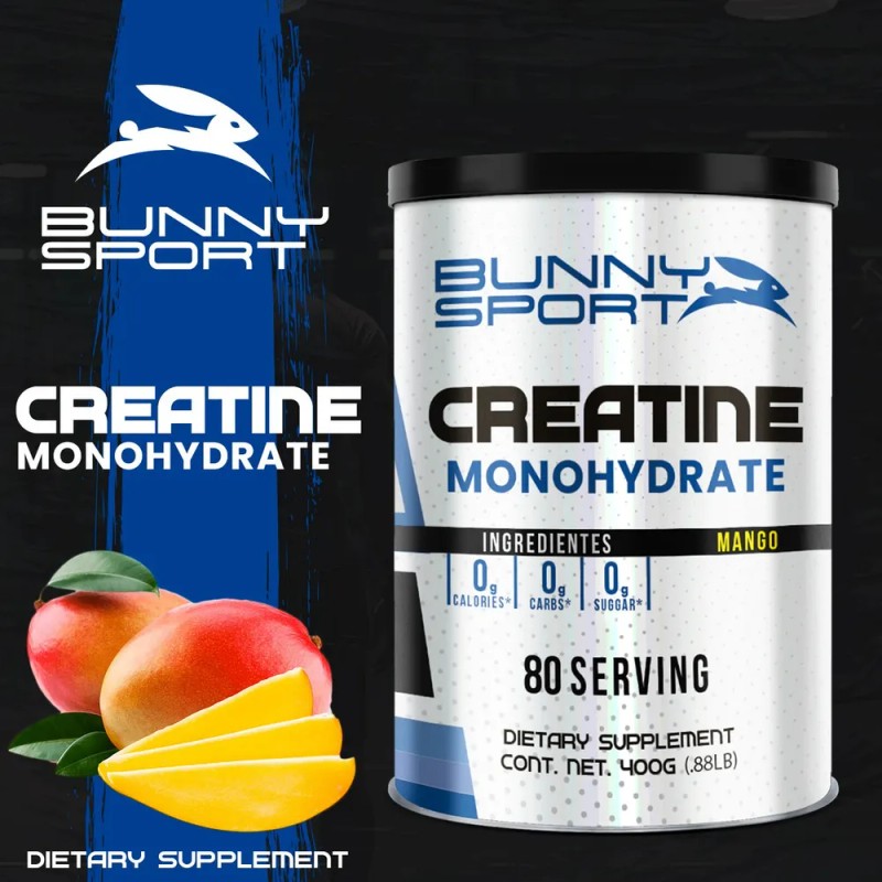 Creatina Monohidratada Bunny Sport de 400g Sabor Mango para Rendimiento