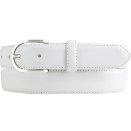 BELTINGER High Quality Women's Belt Made of Full Cowhide Leather with Round Belt Buckle 3.0 cm | Cambered Leather Belt Women's 30 mm | Women's Belt Made in Italy, White, silver