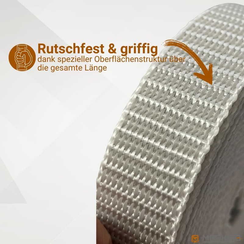 markiso® Rolladengurt 23mm x 6,5m – verstärkte Webkante, UV- &