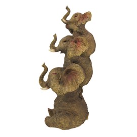 See - Hear - Speak No Evil Stacked Elephant Trio Statue Figurine Collectible 9.5"H