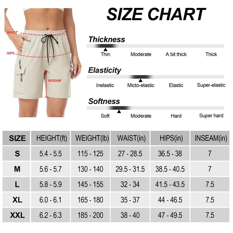 GymBrave Women's Quick Dry Lightweight Cargo Shorts for Outdoor Athletic
