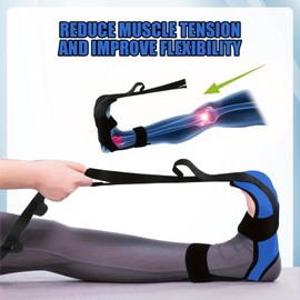 Stretching Band, Yogaband, Hohe Elastizität Dehnungsband, Yoga Stretching Band mit Schlaufen und Abnehmbaren Füßen für Pilates, Tanz, Gymnastik (Blau)