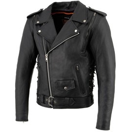 Milwaukee Leather Men's 'Wild One' LKM1775 Black Leather Vented Jacket with Side Laces (as1, alpha, 3x_l, regular, regular)