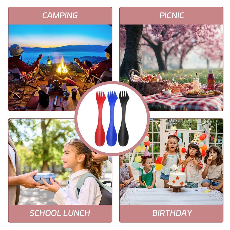 QIHUAN 8 Pieces Plastic Forks, Reusable Tableware, Outdoor Portable Spoons,