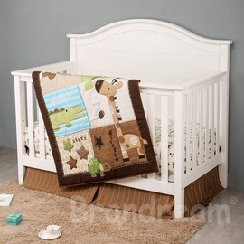Brandream Nursery Bedding for Boys Jungle Giraffe Crib Bedding Cute Animal 3 Piece Baby Comforter Set, Fitted Sheet, Crib Skirt