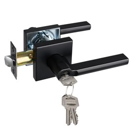 HISAFE Keyed Entry Door Lever with Lock, Heavy Duty Solid Exterior Handle for Front Door and Office, Both Left&Right Hand, 1Pack, X-HD1601-DB-ET