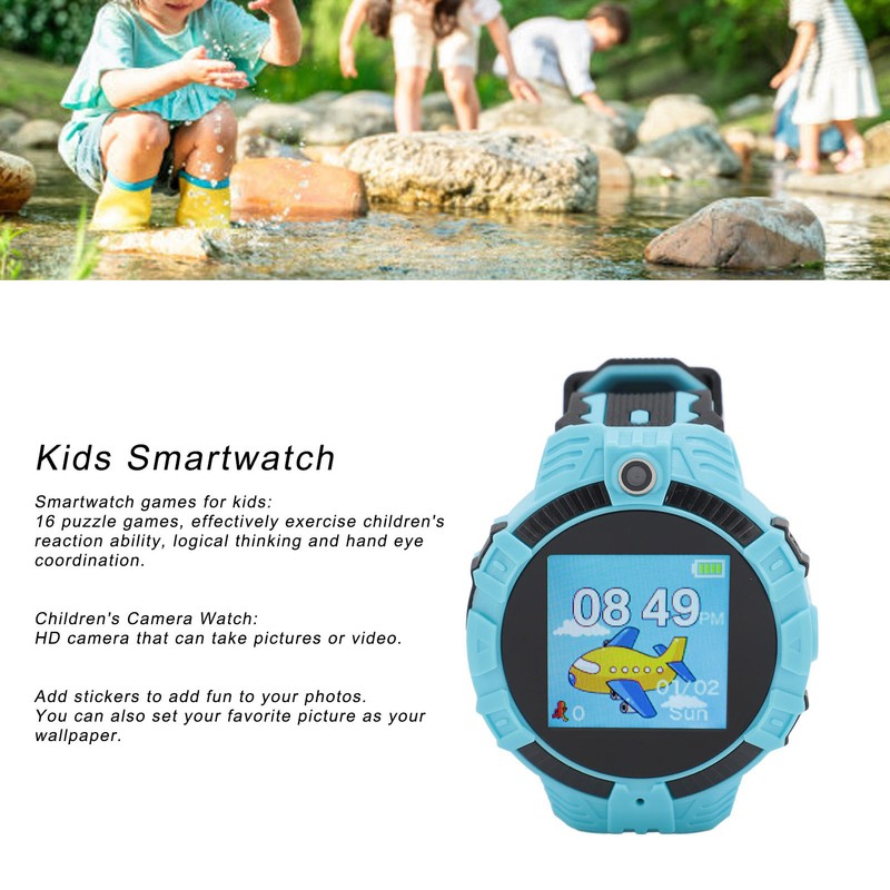 Kids Smartwatch 1.3in IP67 Waterproof Multifunctional HD Camera Kids Watch