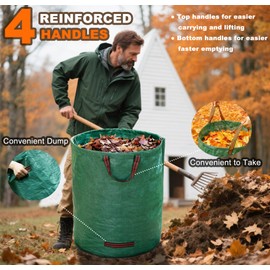 Reusable Yard Waste Bags, 3 Pack 72 Gallon Lawn and Leaf Garden Bags, Heavy Duty Garden Bags with Reinforced Carry Handles, Camping Yard Recycling Bag For Leaves, Lawn Debris & Grass Clippings