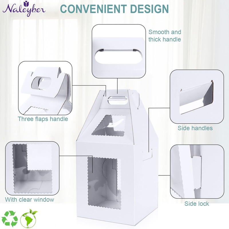 Naleyber Tall Cake Boxes for Tier Cakes with Cake Boards