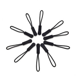 Dadam Zipper Pull Replacement Set of 10 - Durable Zipper Puller - Zipper Tab Zipper Tags Cord Pulls Zipper Extension Zip Fixer - Black Zipper Pulls for Luggage Backpacks, Jackets, Purses and Handbags