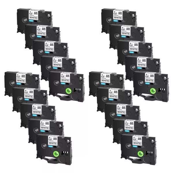 GREENCYCLE 20PK Compatible TZ-221 TZe-221 Black on White Label Tape