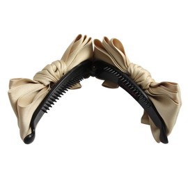 VINGTAINE H-345-LBE Layered Ribbon Banana Clip M Size Head Access Hair Clip Light Beige