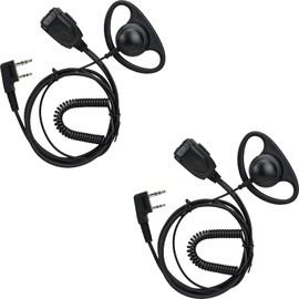 Retevis Clear Walkie Talkie Earpiece with Mic, D-Type Earhook, 2 Pin, for RT22 RT68 RT21 H-777 RT27 RT86 RB68, Compatible with BAOFENG UV-5R pxton Walkie Talkie, Coil Tube, 2 Way Radio Headset(2 Pack)